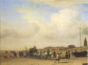 VELDE, Adriaen van de A Noble Coach Making Its Way Along the Beach at Scheveningen (mk05)